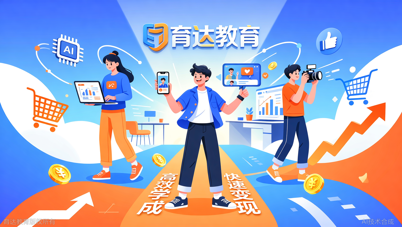 育达教育电商特训：主播/运营/短视频AI全覆盖高效学成