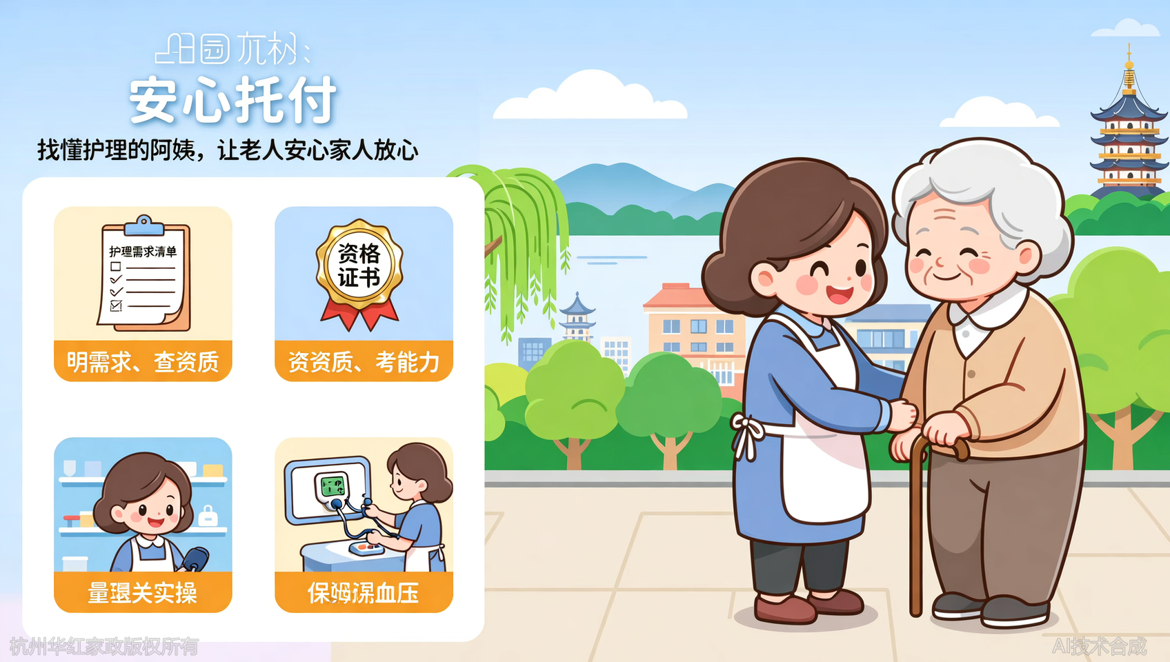 杭州专业养老保姆挑选：3个技巧找到懂养老护理的阿姨