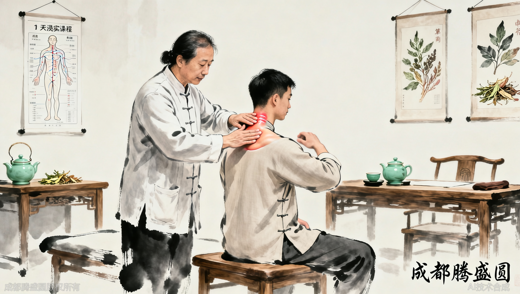 推拿按摩想学精？成都腾盛圆中医21天实操课，掌握颈肩腰腿痛调理
