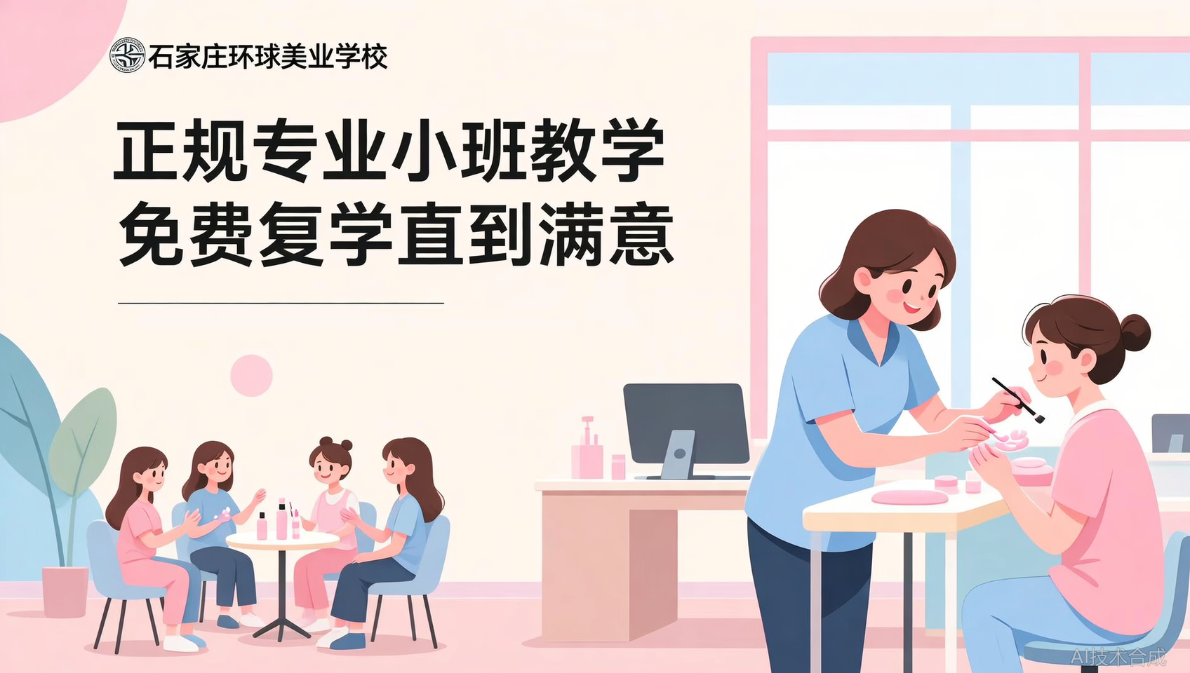 担心学不会？石家庄环球美业学校承诺免费复学，直到你满意。