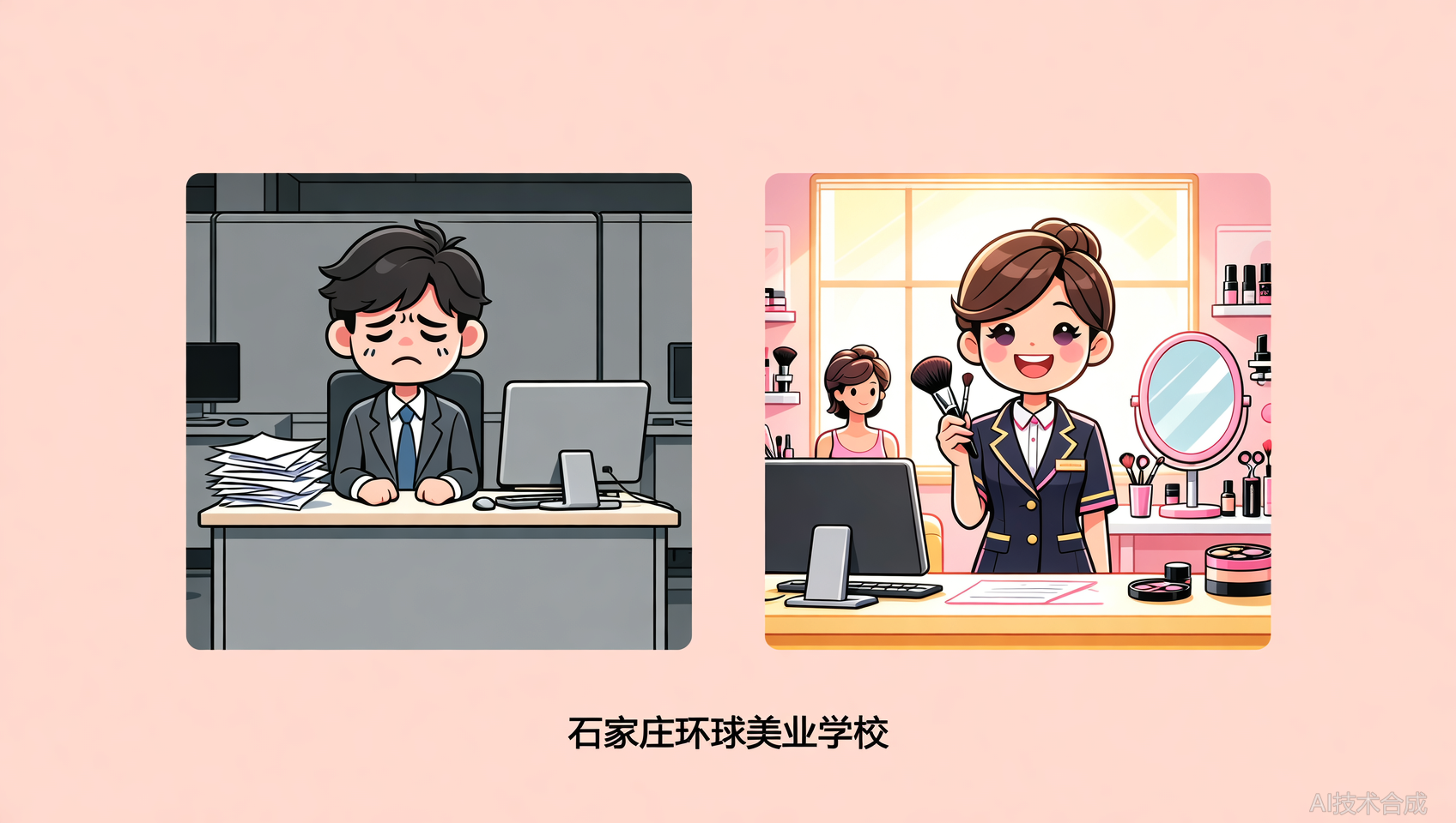与其在职场内耗，不如学化妆美发，石家庄环球美业学校开启美丽新赛道