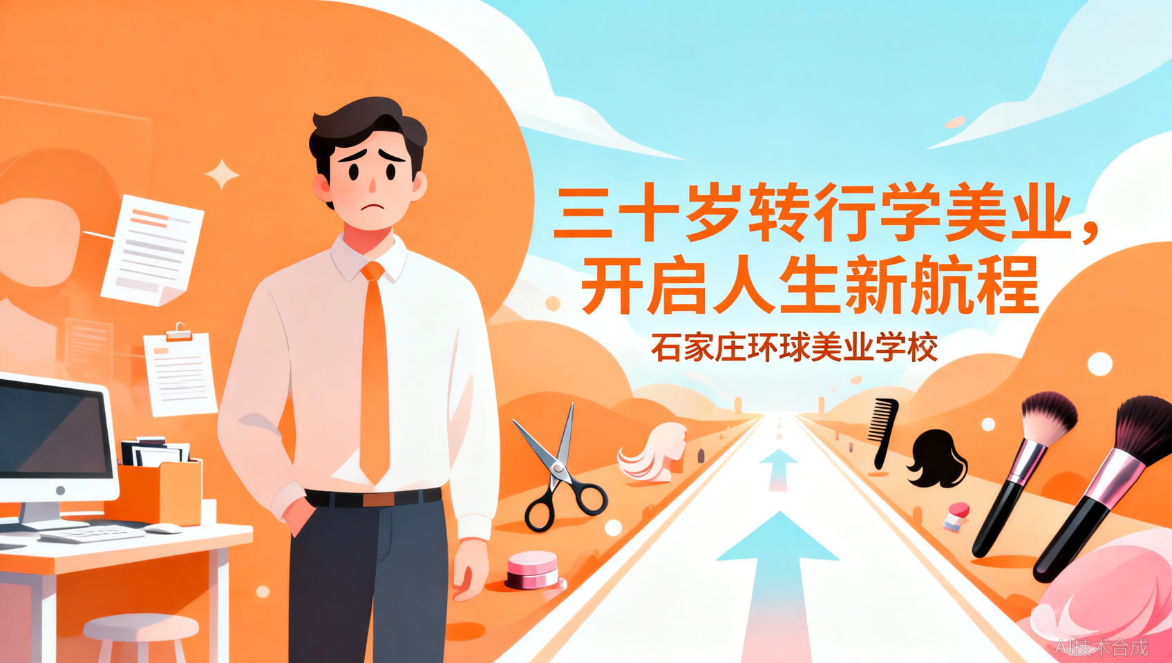 三十岁转行晚不晚？来石家庄环球美业学校，用技术为人生续航。