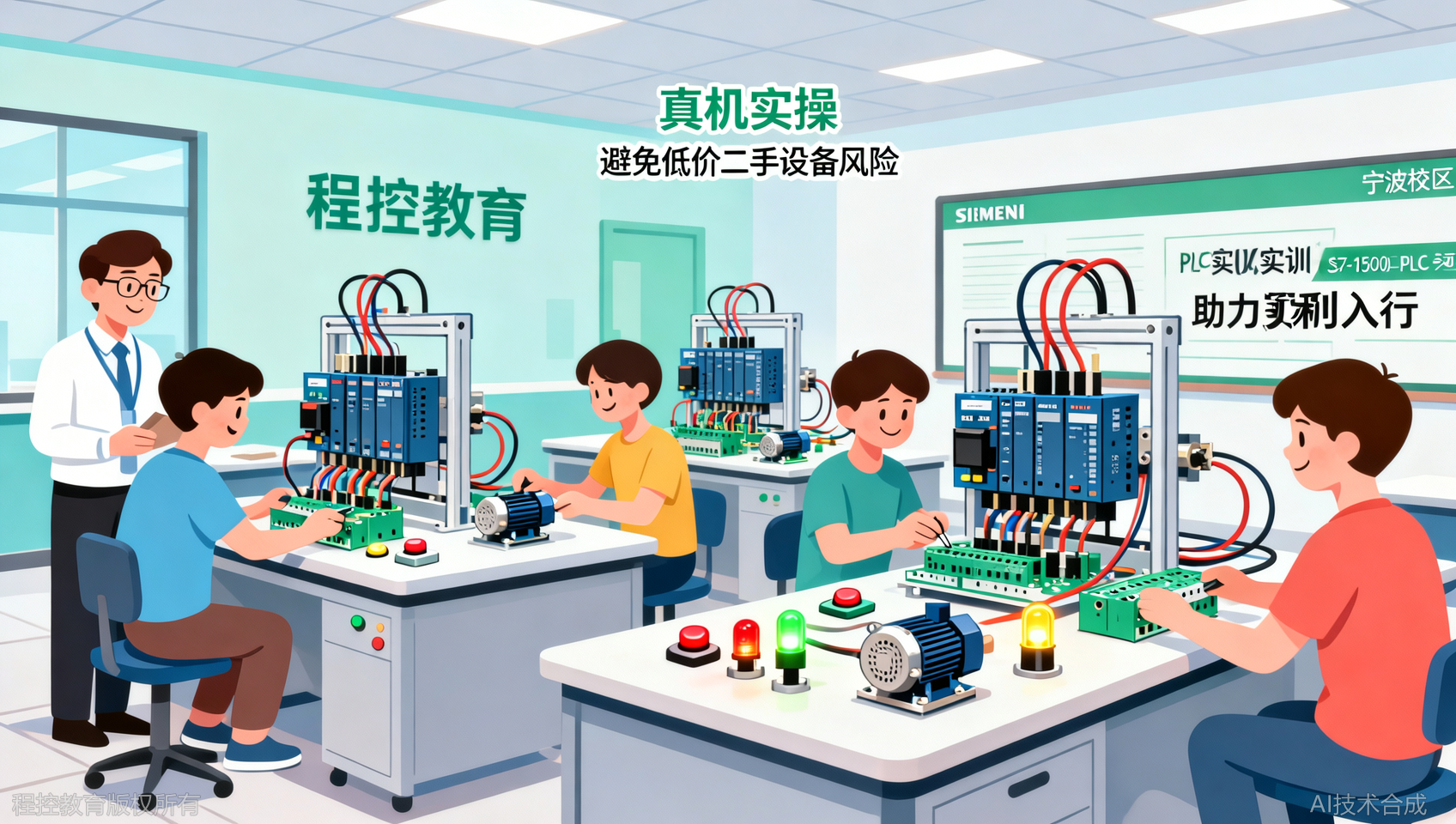 别被&ldquo;低价的二手PLC&rdquo;坑了，程控教育（宁波校区）直接上西门子1500实训台