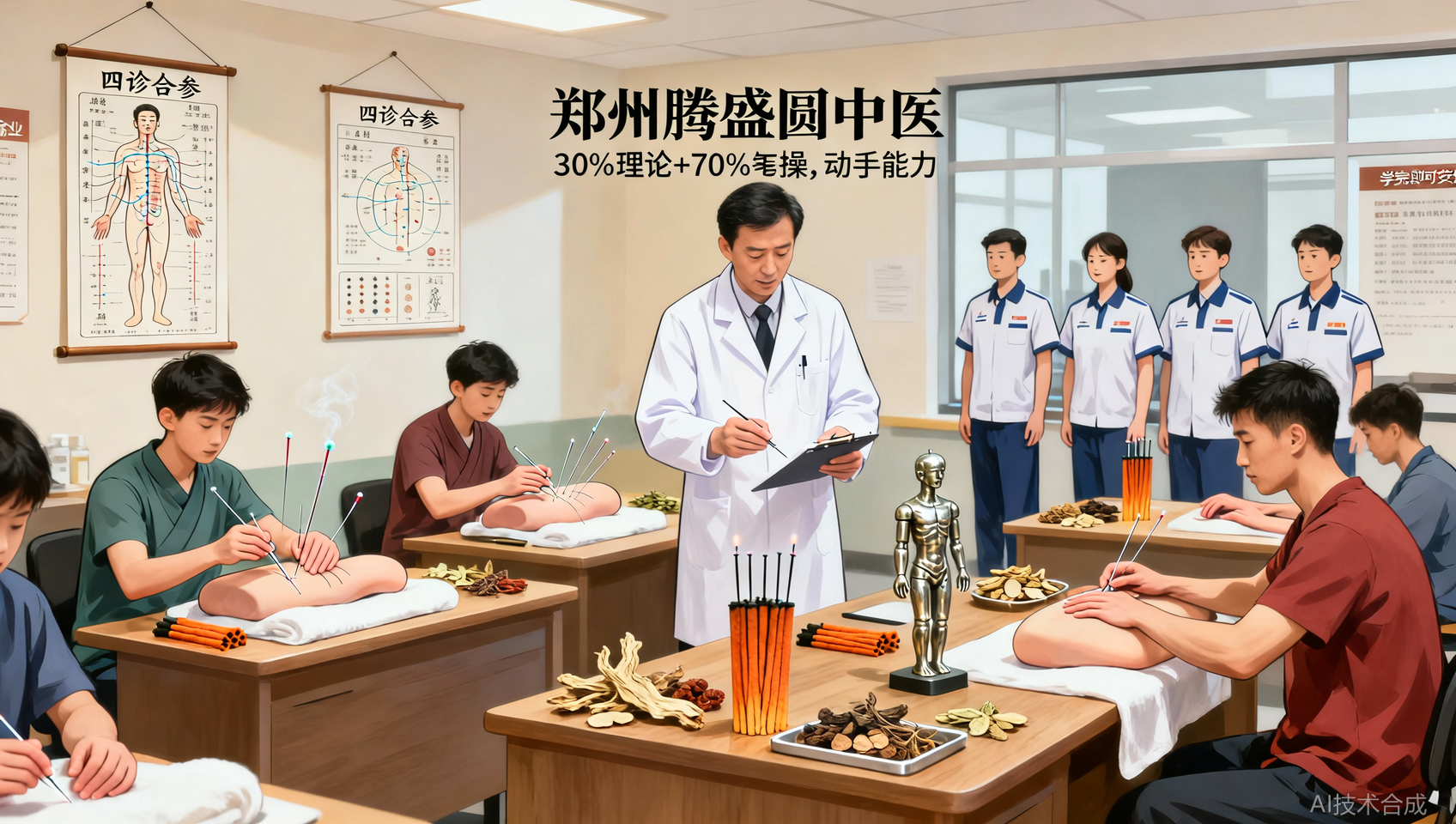 中医技能班：30%理论+70%实操，学完就能上手干活