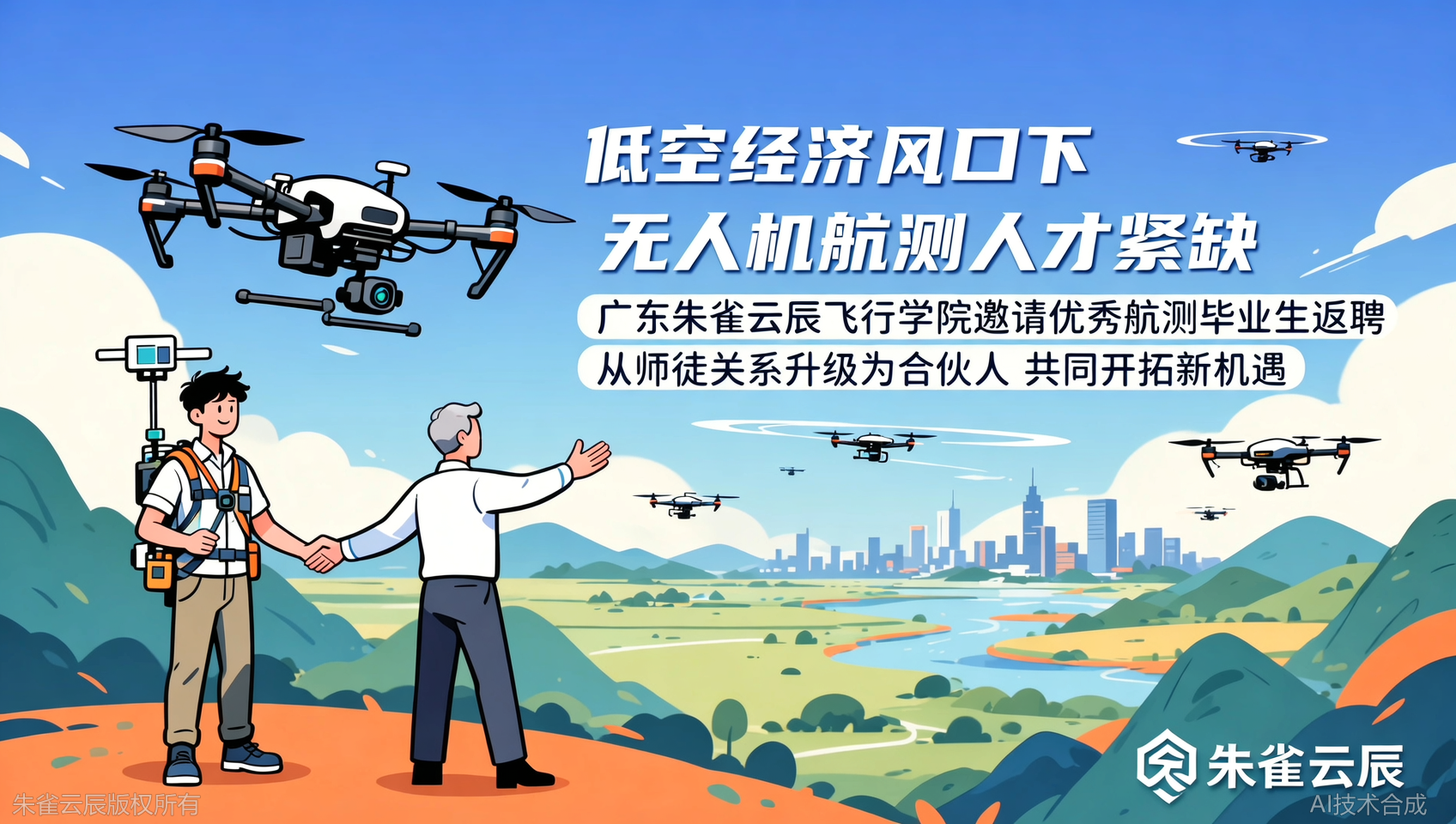不只是师徒，更是合伙人！广东朱雀云辰飞行学院诚邀无人机测绘航测实训优秀毕业生返聘