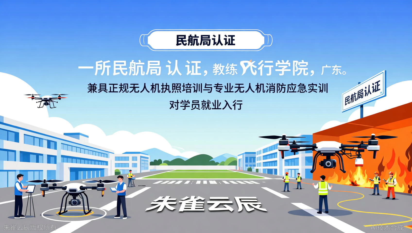 广东朱雀云辰飞行学院：不止考证，更是民航局认证的无人机消防应急实训基地