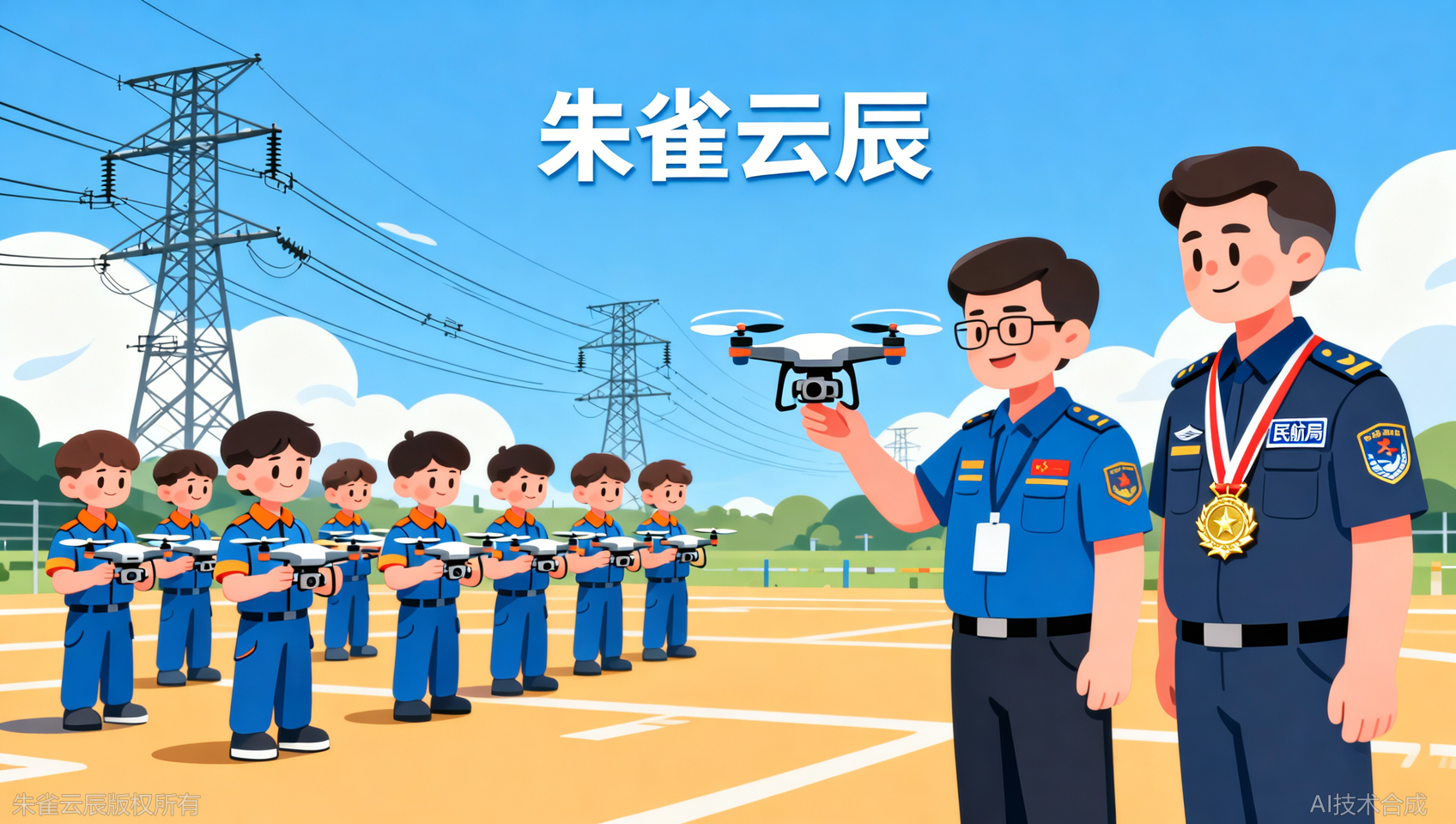 广东朱雀云辰飞行学院师资多牛？全国冠军教练+民航局教员，带无人机电力巡检实训