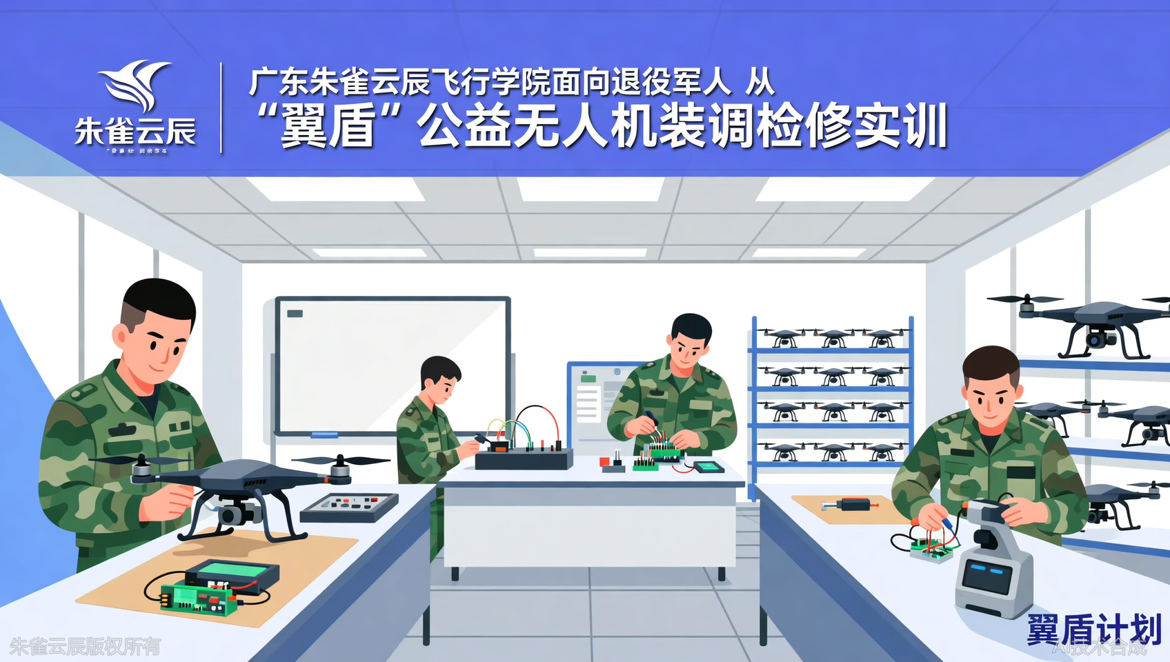广东朱雀云辰飞行学院&ldquo;翼盾&rdquo;公益计划：退役军人免费学无人机装调检修实训