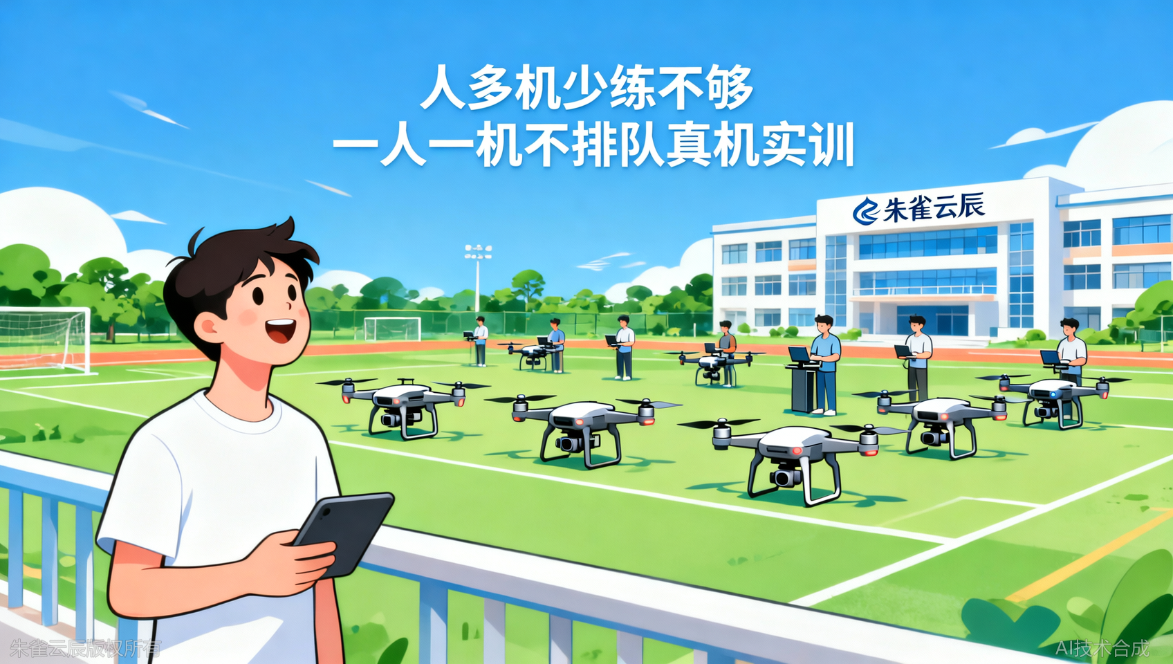 在广东朱雀云辰飞行学院学无人机实训，一个人练一台机是什么体验？真机不排队！