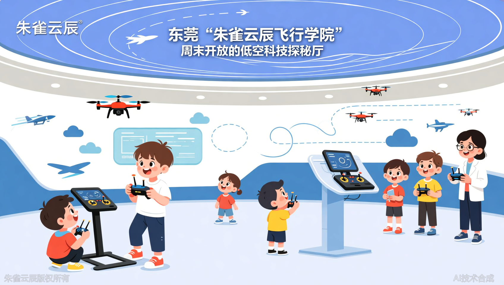 东莞朱雀云辰飞行学院&ldquo;低空科技探秘厅&rdquo;周末开放，带孩子体验无人机基础操控实训