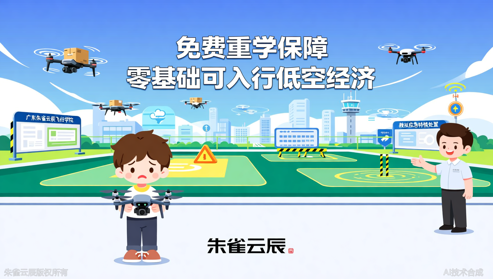担心学不会？广东朱雀云辰飞行学院签协议：无人机应急特情处置实训免费重学