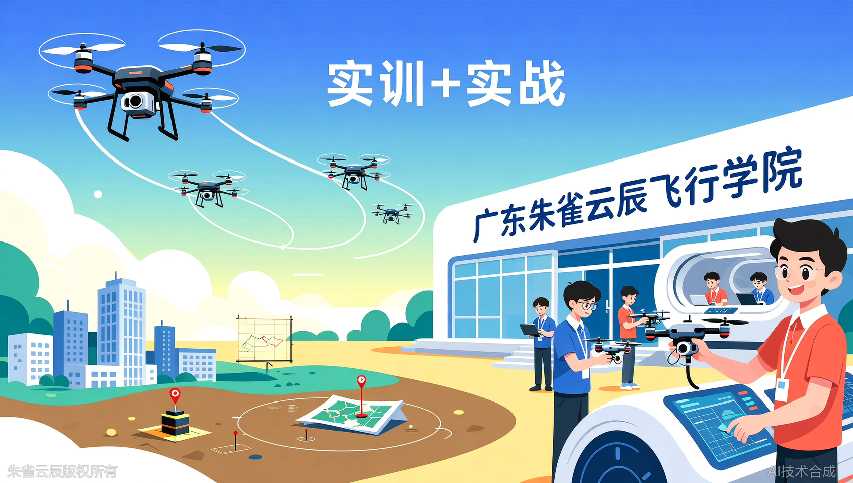 对比发现：广东朱雀云辰飞行学院无人机测绘航测实训+实景实战，才是就业硬通货