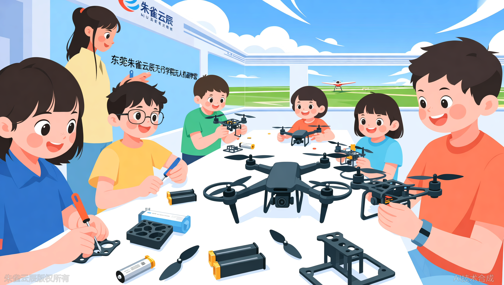 东莞朱雀云辰飞行学院研学营：看孩子如何亲手组装无人机（装调检修实训）