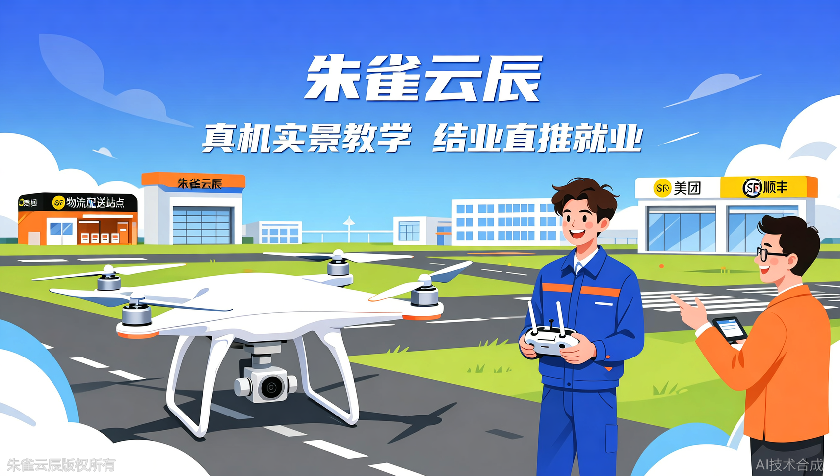 企业定制班来了！广东朱雀云辰飞行学院无人机物流配送应用场景实训，直送美团/顺丰