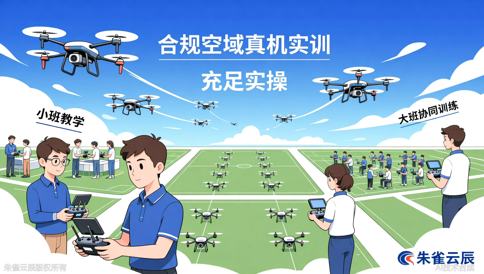 学无人机选大班还是小班？广东朱雀云辰飞行学院真机实训，拒绝模拟机注水