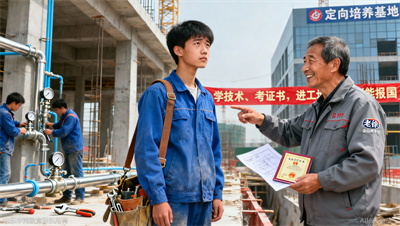 高中毕业生没工作？定向培养案例之水暖管道工培训学员入职建筑公司