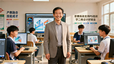 高中毕业生无技能？职教新政支持PS培训 学会二维设计好就业