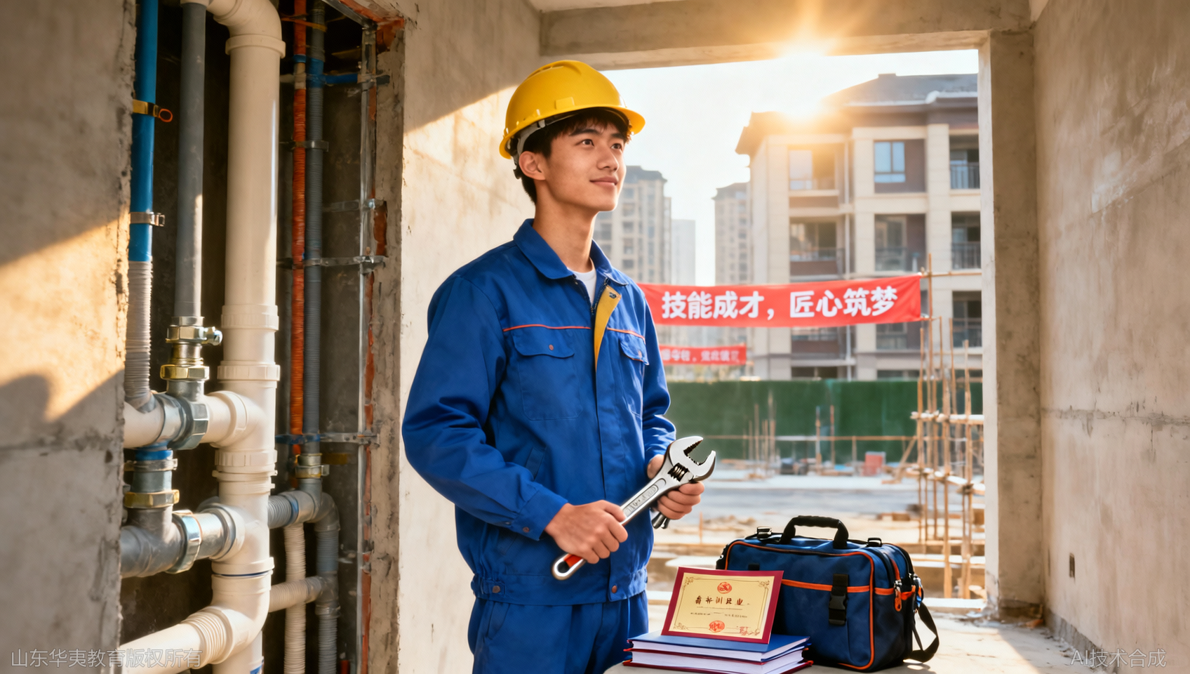 高中毕业生没技能？水暖管道工行业缺人管道工培训学会实用技术