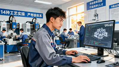 UG编程实战教学！大连亿学数控教育14种工艺实操 严考核，助力毕业拿高薪！