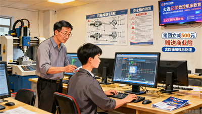 组团立减500元！大连亿学数控教育全天班10800元，送商业险和四轴编程后处理！