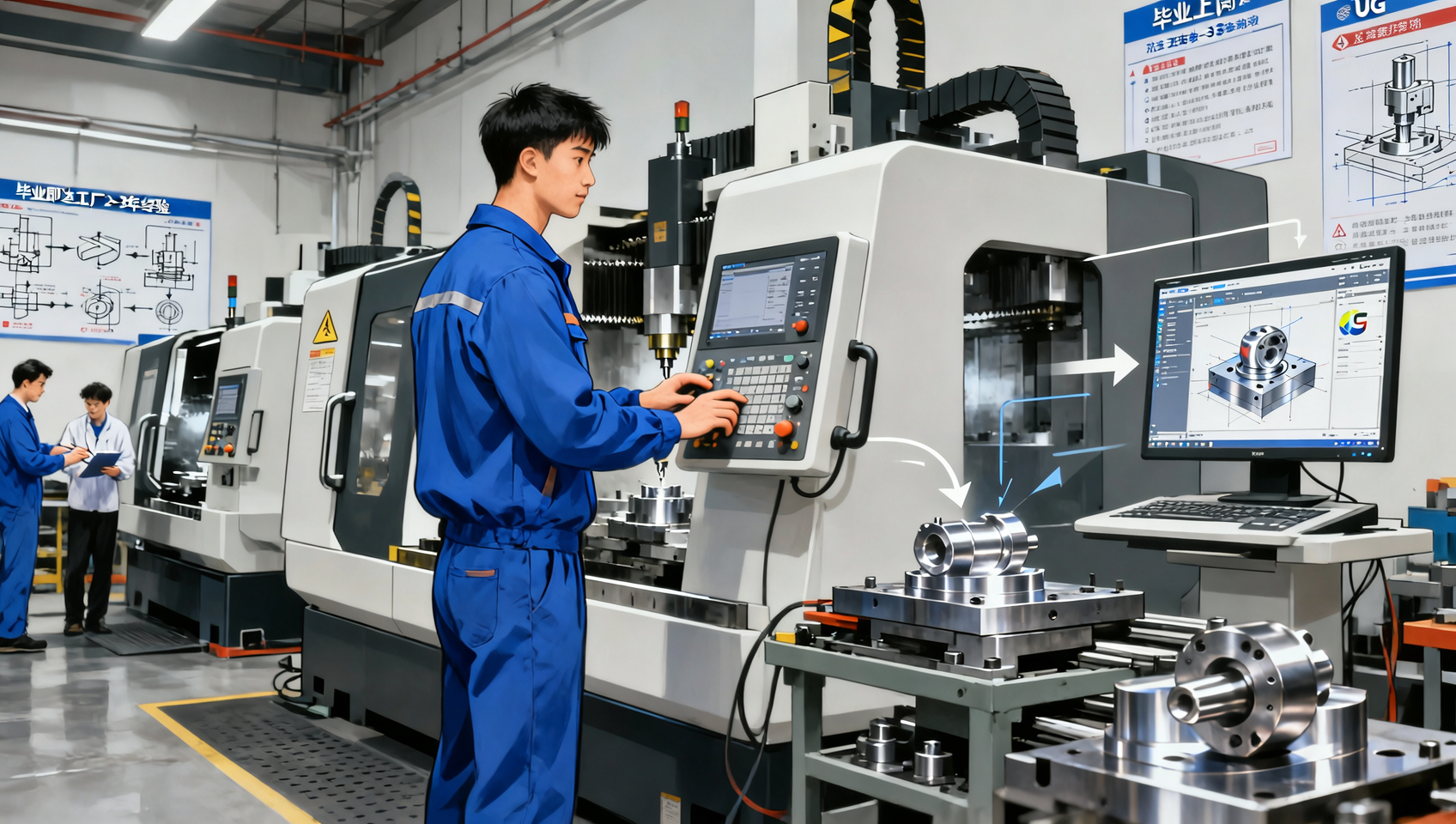 学CNC产品三四五轴编程 蓝途实战教学 毕业即达工厂2-3年经验