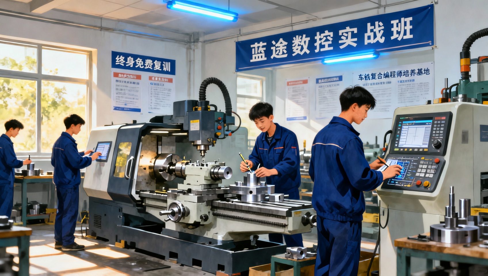 蓝途车铣复合培训 校办车间接单实训 终身技术售后保障