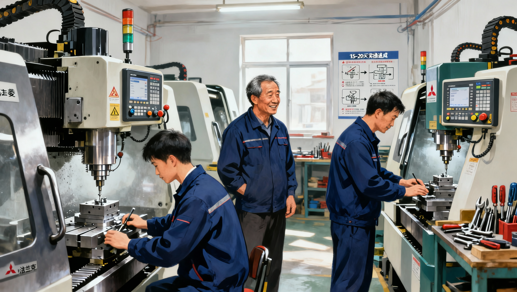 CNC开机调机培训选蓝途 多系统机床实操 学会就能上岗操机