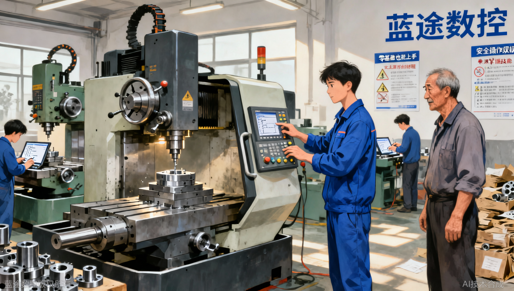 CNC开机调机+车床手动编程 蓝途零基础可学 全程真机实操
