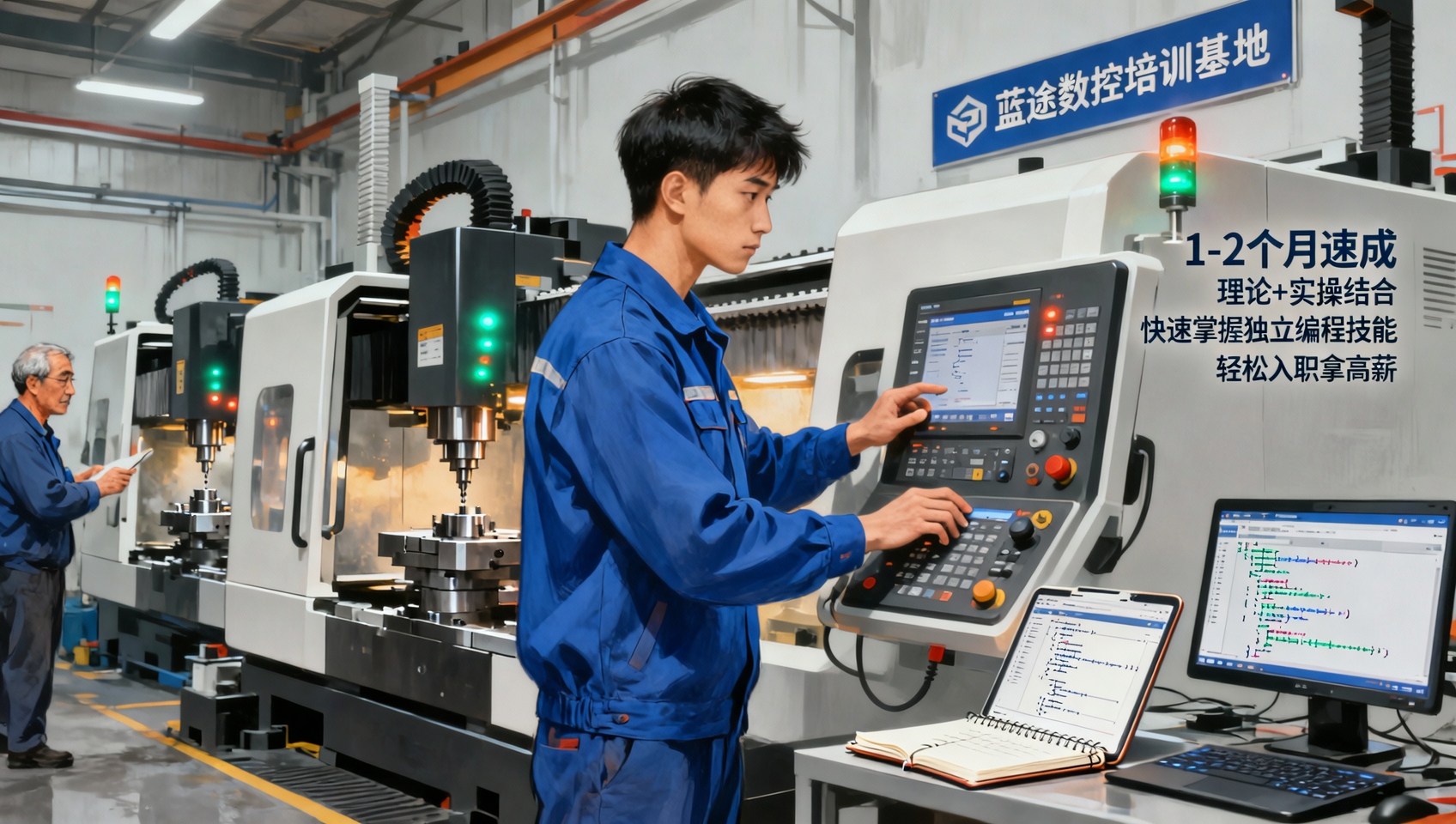 数控车床+车铣复合培训 蓝途1-2个月速成 独立编程拿高薪