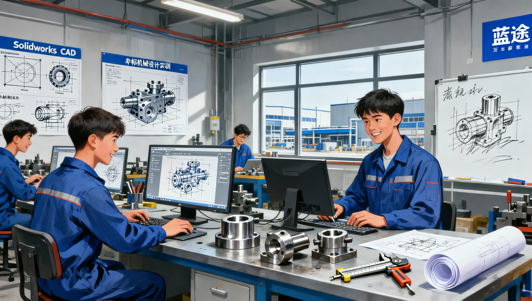 蓝途非标机械设计班 自有实训车间 全天候练手终身复训