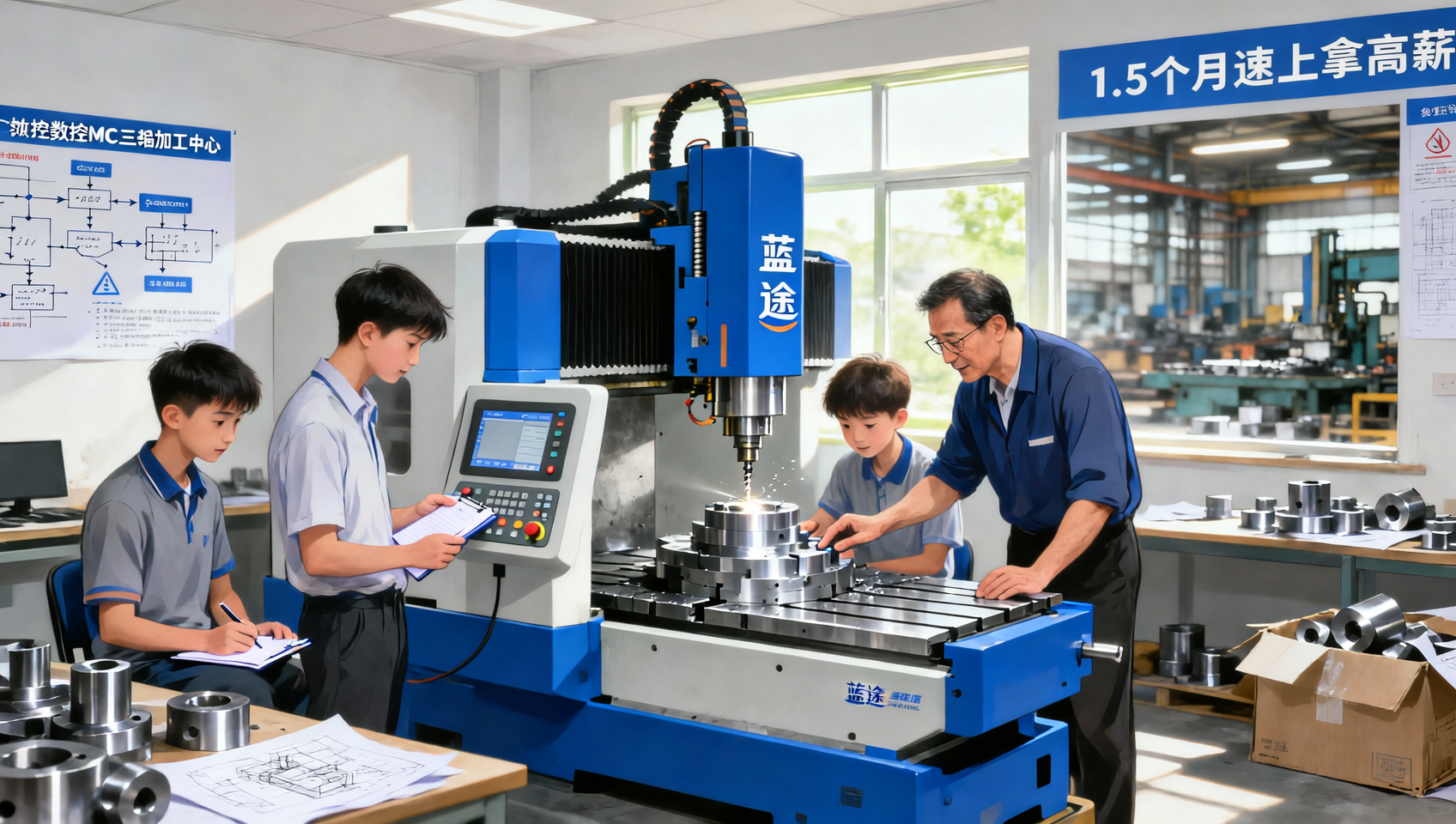 蓝途MC三轴编程班 小班制手把手 1.5个月零基础学会数控编程