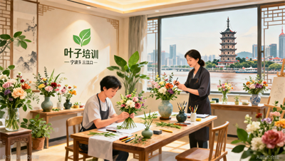 宁波学插花哪家专业？叶子学校线下面授 赛事活动，学员作品直接参赛