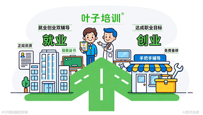 叶子职业培训：学完就业创业双辅导，可免费重修