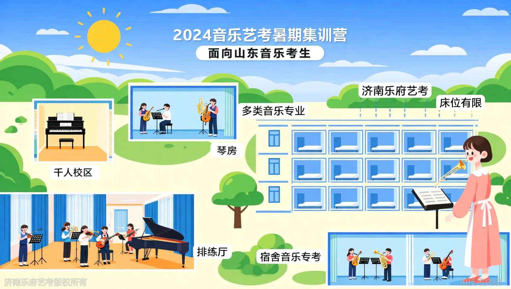 济南乐府艺考暑期集训营开放预约，千人校区床位限量