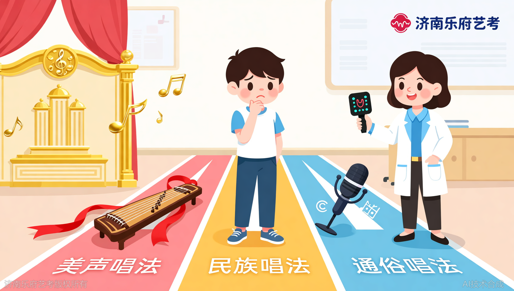 声乐美声、民族、通俗怎么选？济南乐府艺考声带测评免费做