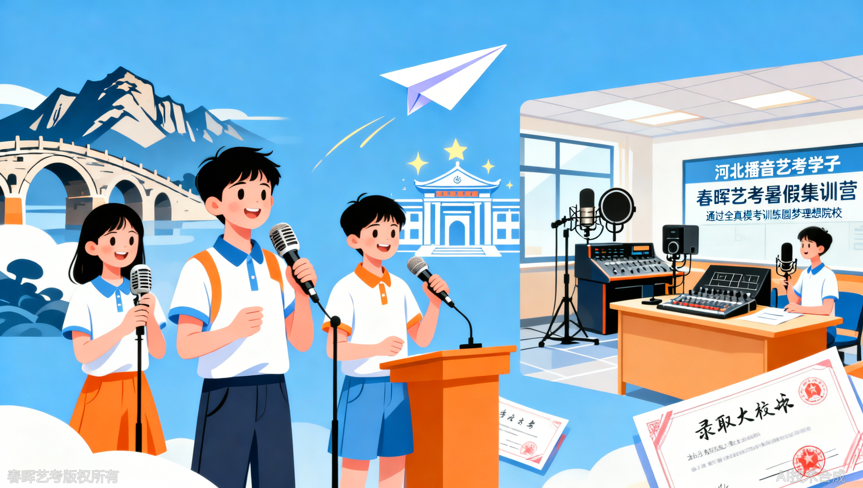 河北播音艺考暑假集训营，春晖艺考全真模考助力统考备考