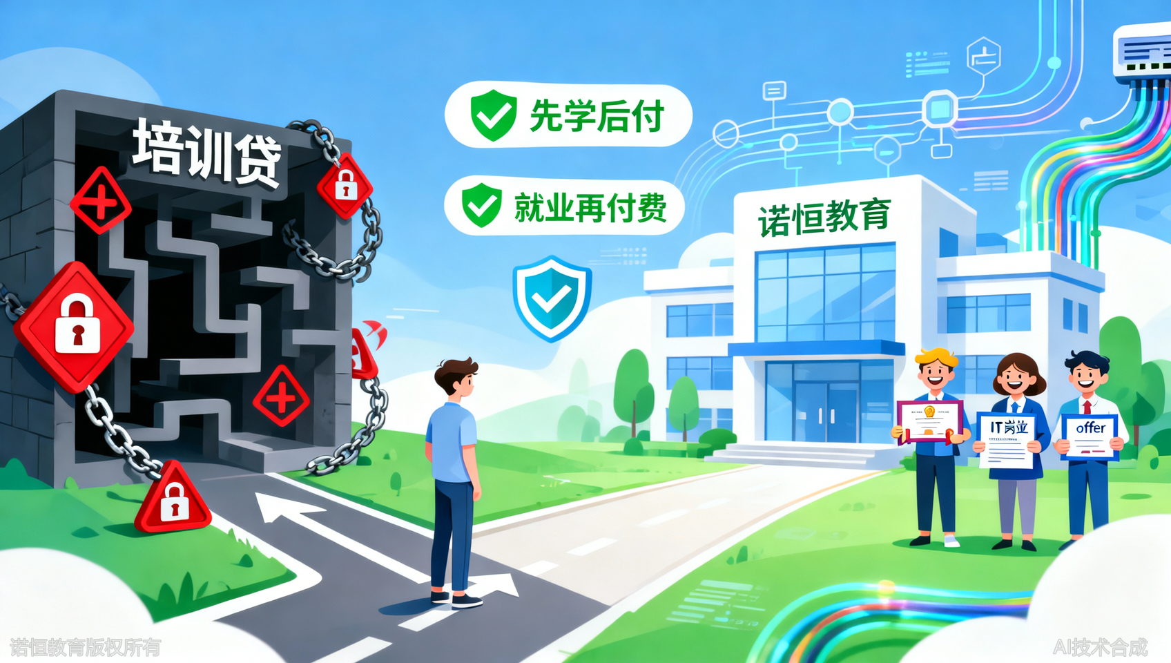 不搞培训贷！诺恒教育先学后付，就业再付费
