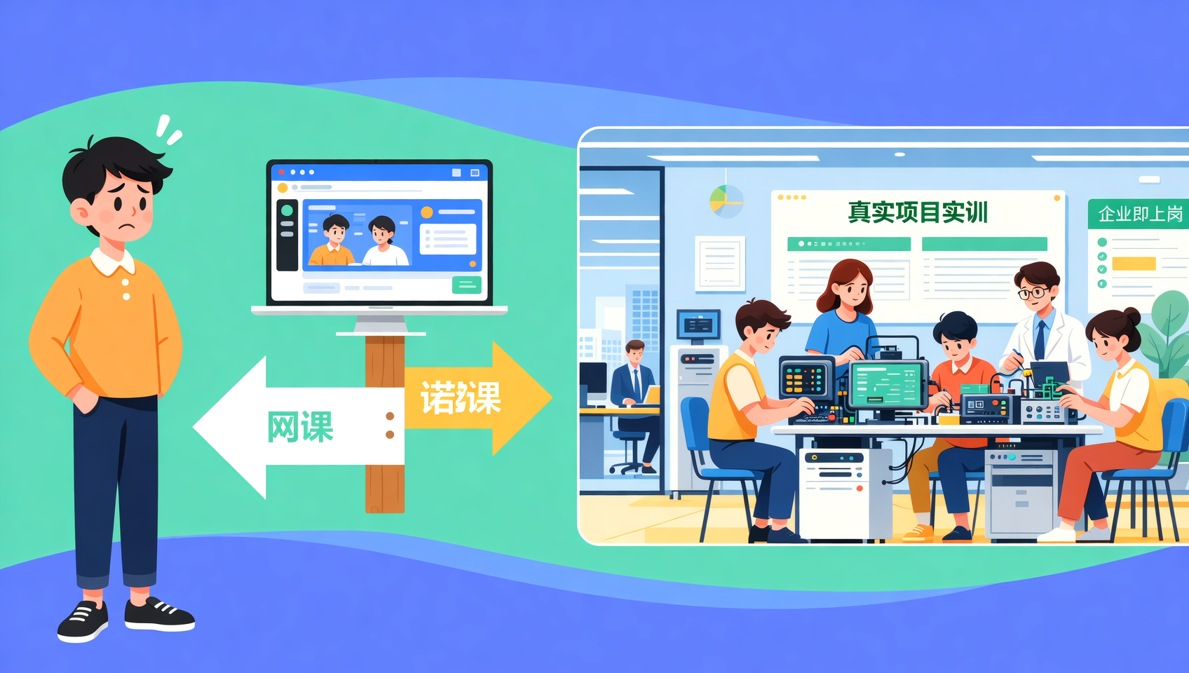 网课VS面授｜诺恒小班实操，学完直接上岗