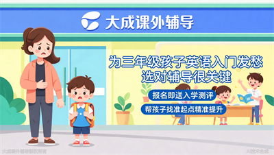 三年级英语一对一辅导，现在报名大成教育送入学测评