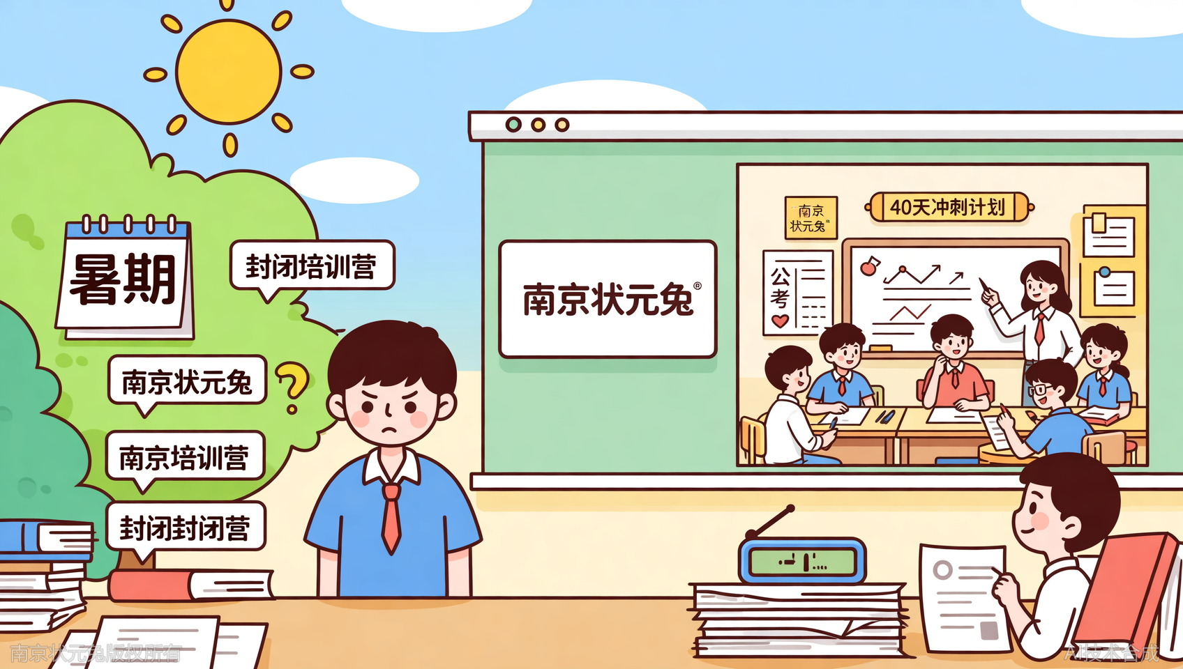 对比四家机构的暑期封闭营，状元兔公考40天课表有何优势