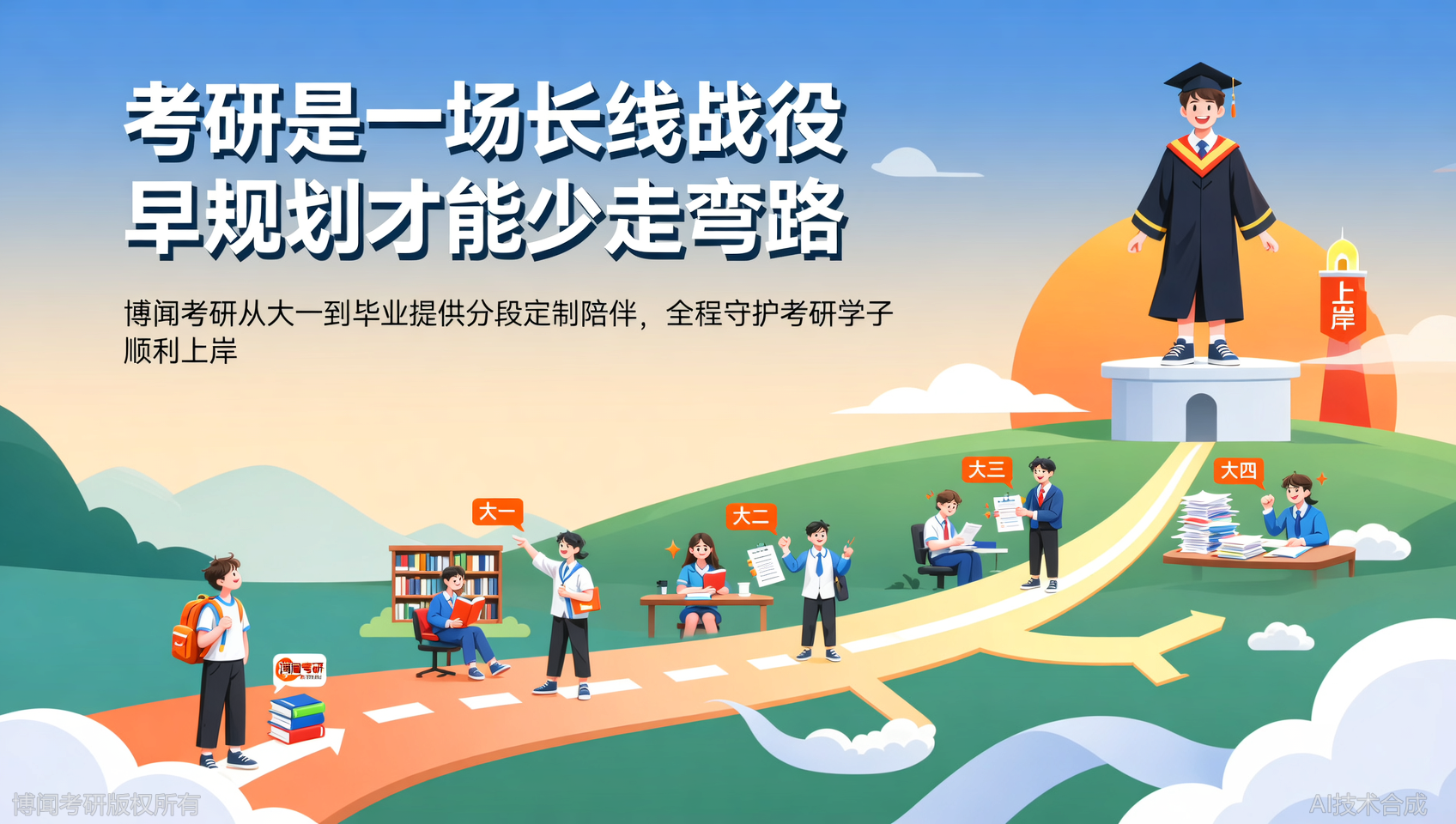 博闻考研全程规划！大一至毕业分段守护