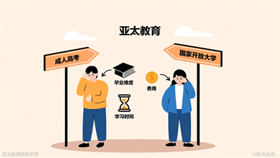 成考好还是国开好？淄博亚太教育从毕业难度、时间、费用三方面对比