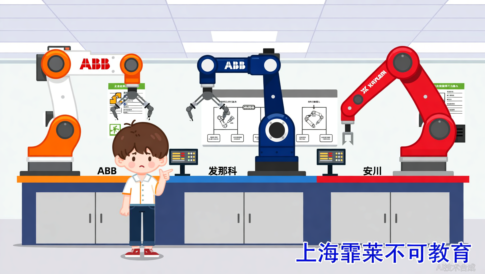 想学工业机器人，ABB/发那科/安川哪家强？霏莱不可教育全都有