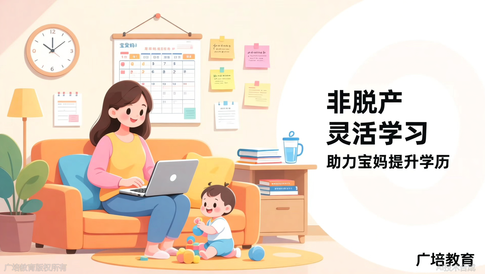 宝妈边带娃边拿证，广培教育非脱产学习太友好