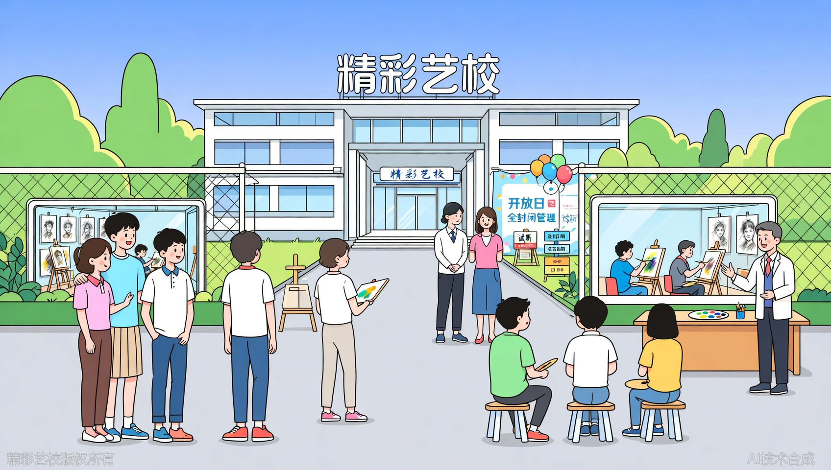 宁波精彩画室校区开放日：参观全封闭环境+试听专业课