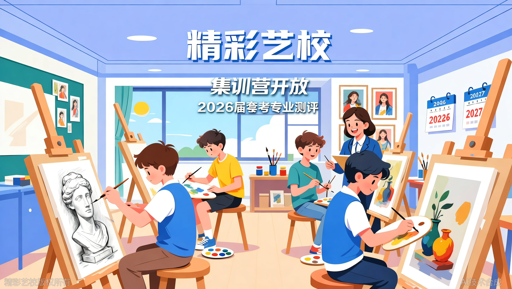 2027届美术中高考集训营开放名额，宁波精彩画室限时测评