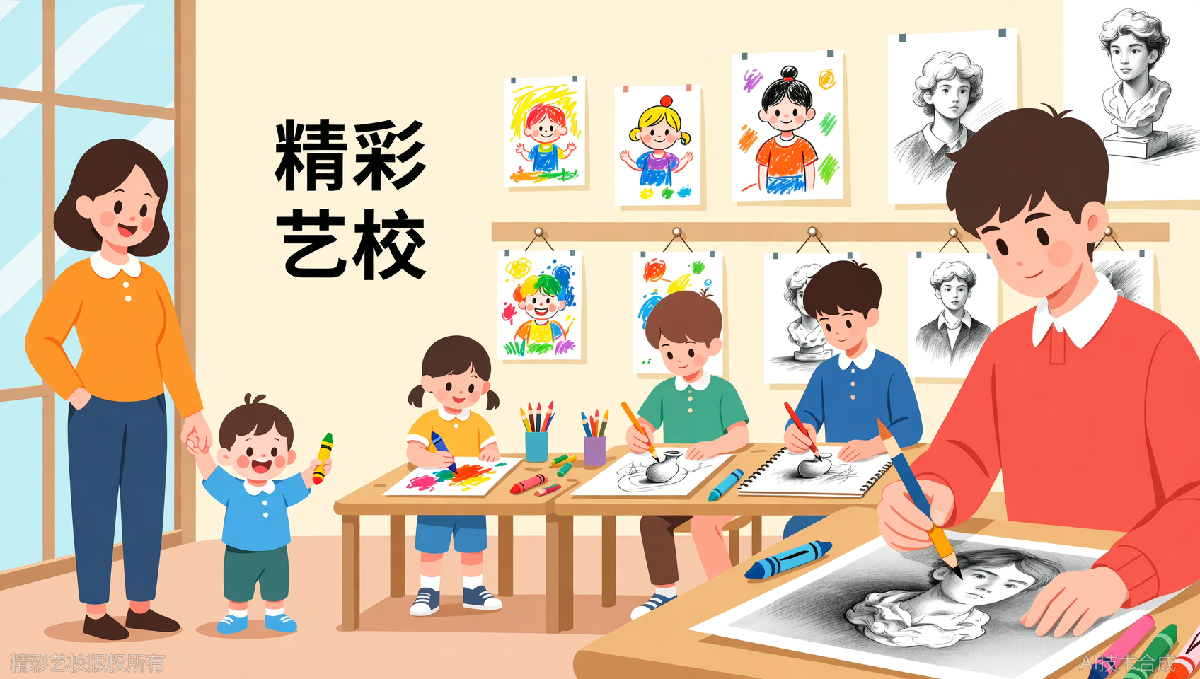 从涂鸦到素描：宁波精彩美术2-18岁完整学画路径图
