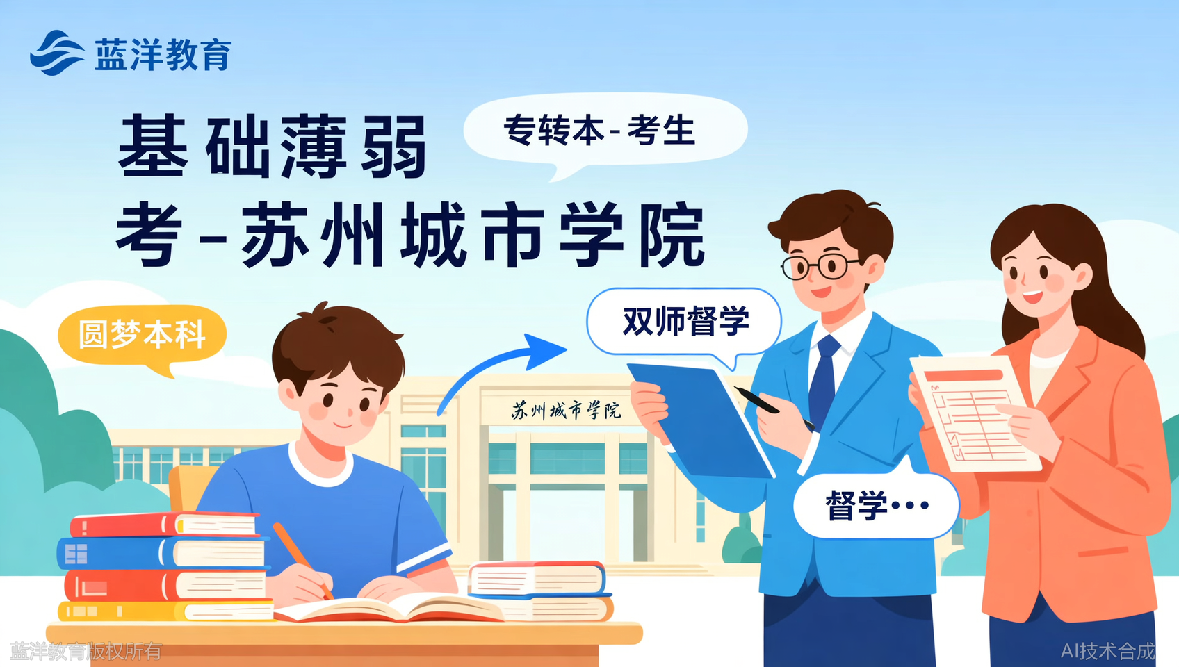 苏州城市学院准本科生：蓝洋教育双师督学救了我