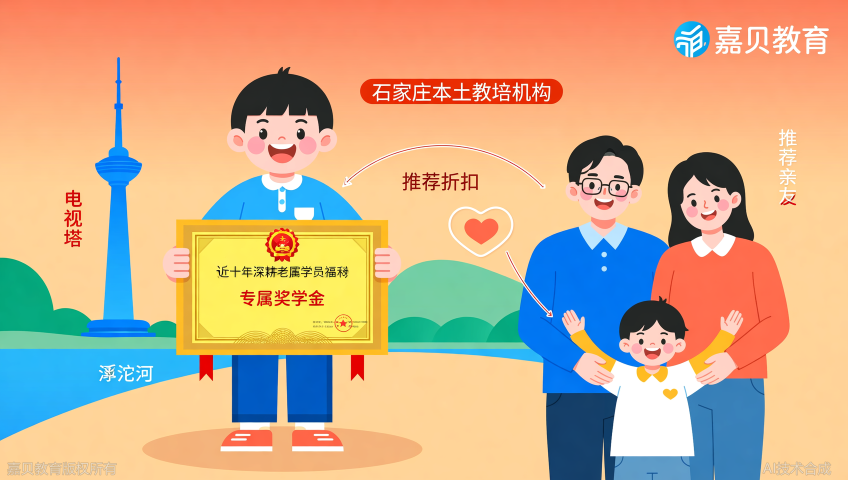 嘉贝教育老学员专享：奖学金+推荐亲友折扣