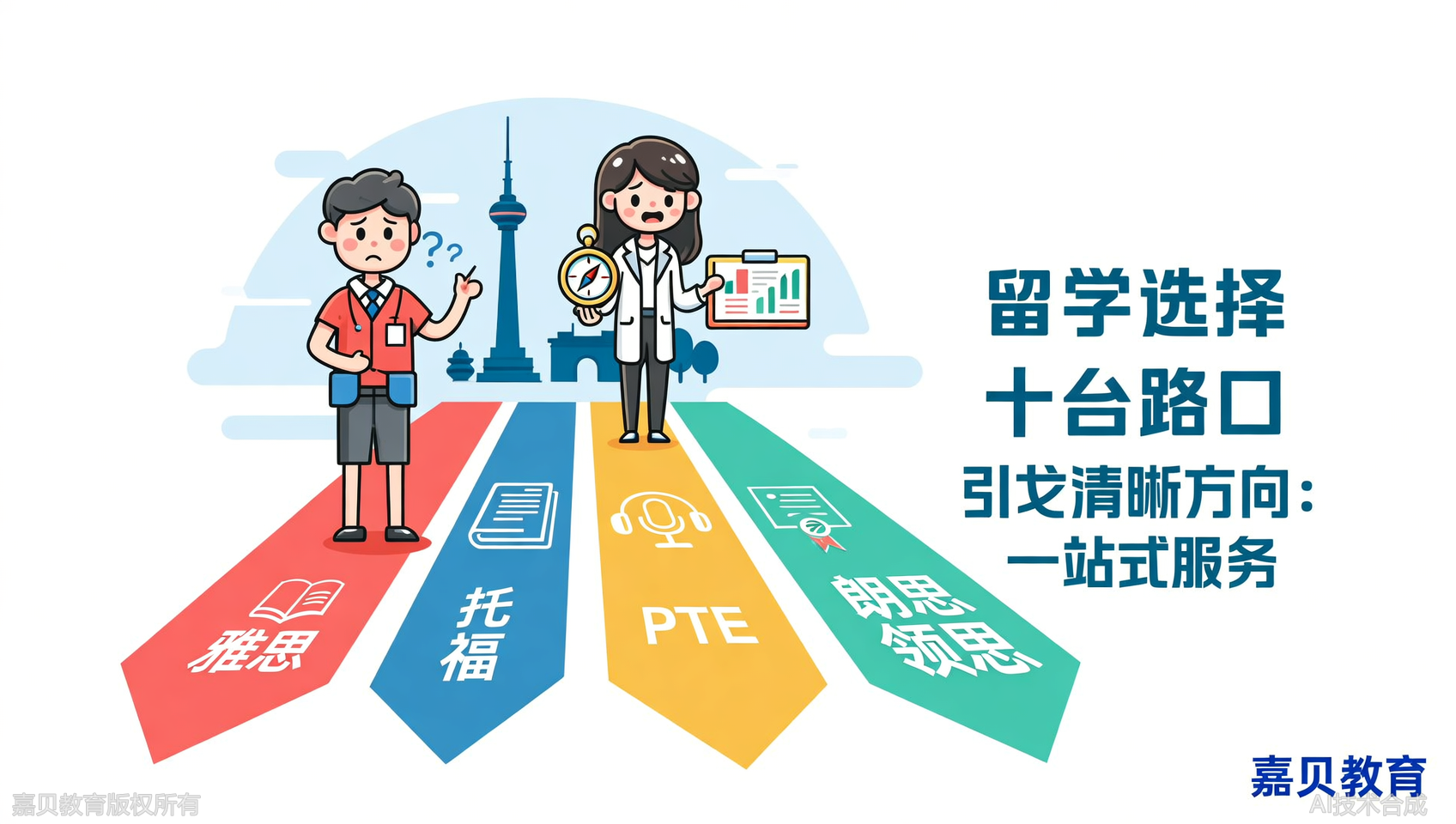 雅思/托福/PTE/朗思/领思，嘉贝教育帮你一次对比清楚